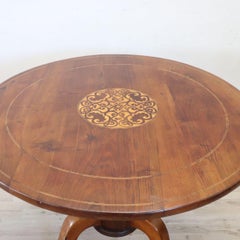 19th Century Italian Louis Philippe Antique Til Top Table in Walnut Inlaid