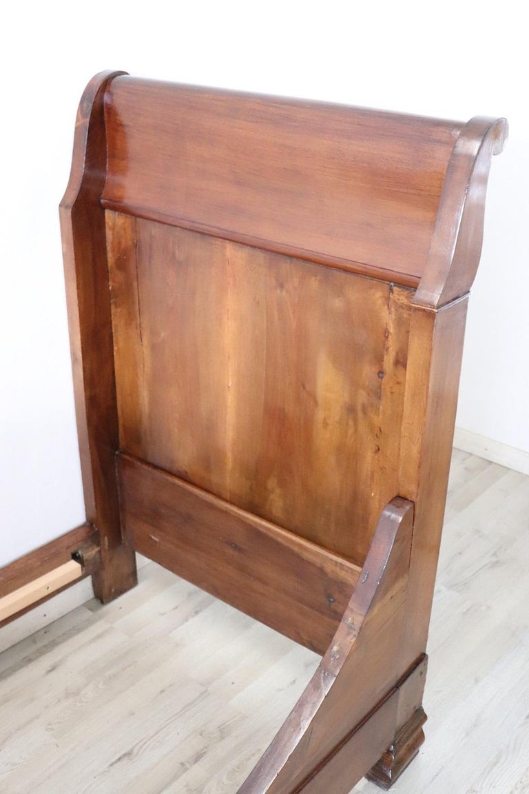 19th Century Italian Louis Philippe Antique Walnut Single Bed For Sale