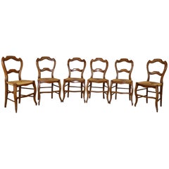 19th Century Italian Louis Philippe Beechwood Set of Six Rustic Chairs