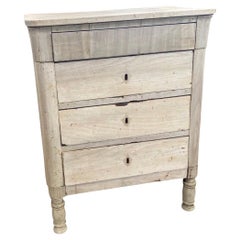 19th Century Italian Louis Philippe Bleached Walnut Nightstand with Drawers