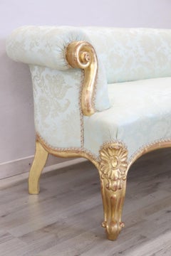 19th Century Italian Louis Philippe Carved and Gilded Walnut Antique Sofa, 1850s