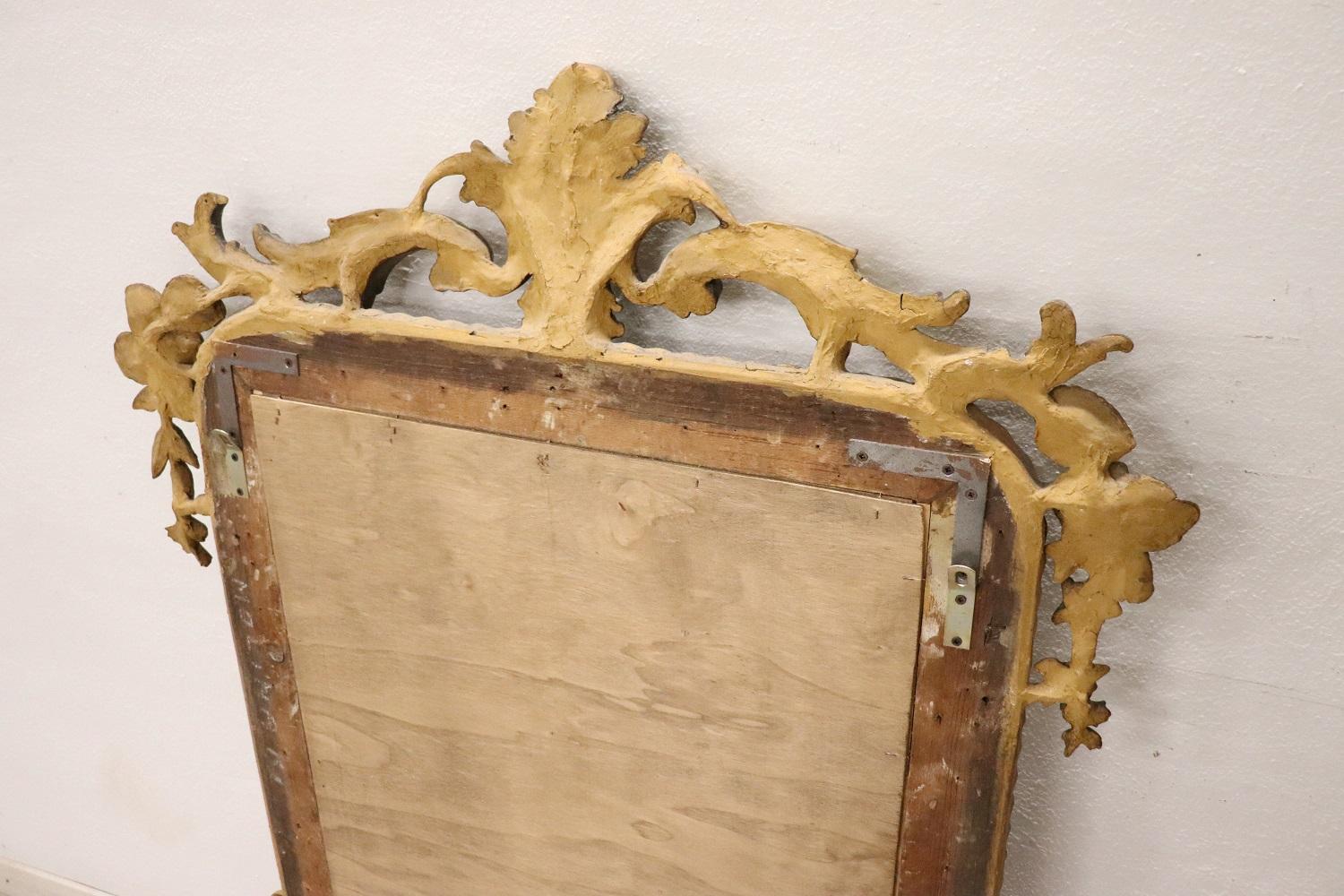 19th Century Italian Louis Philippe Carved and Gilded Wood Antique Wall Mirror For Sale 5