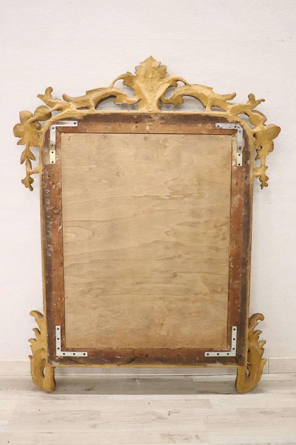 19th Century Italian Louis Philippe Carved and Gilded Wood Antique Wall Mirror For Sale 4