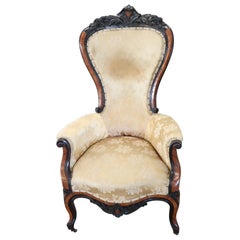 19th Century Italian Louis Philippe Carved Walnut and Rosewood Armchair