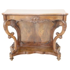 19th Century Italian Louis Philippe Carved Walnut Console Table