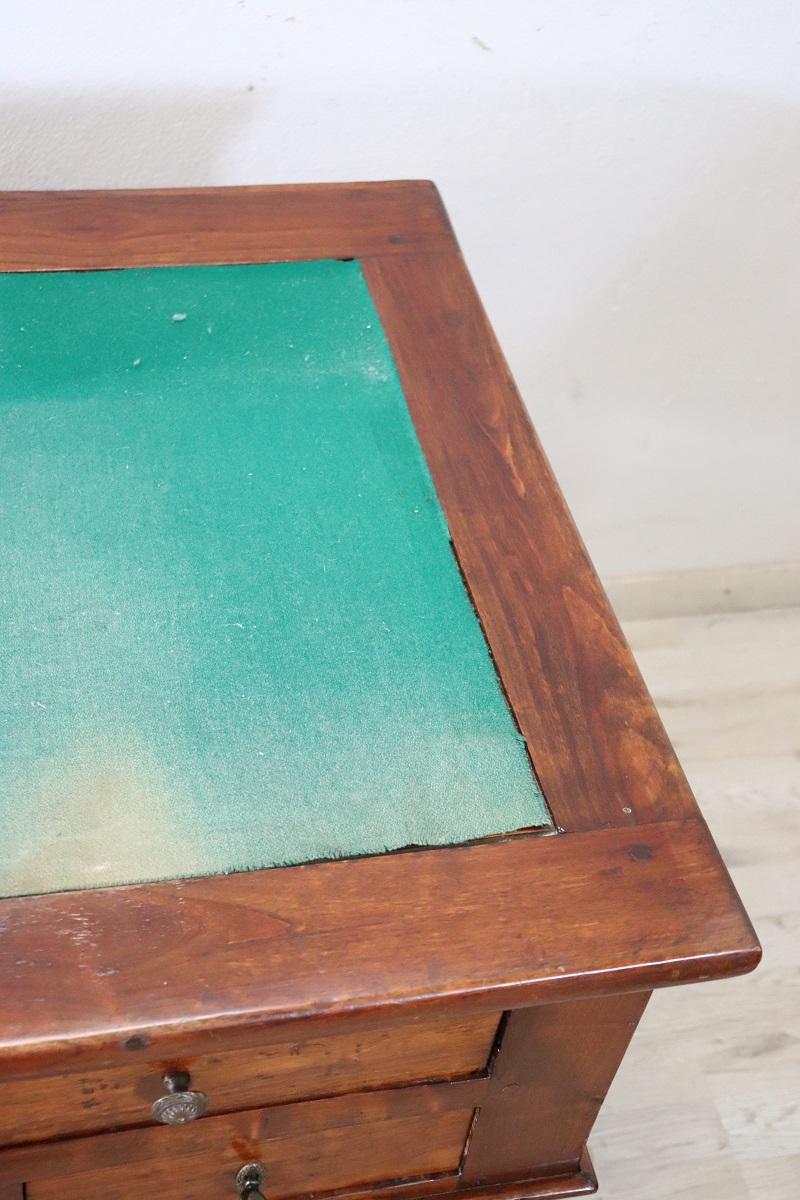 19th Century Italian Louis Philippe Cherry Wood Antique Writing Desk For Sale 5