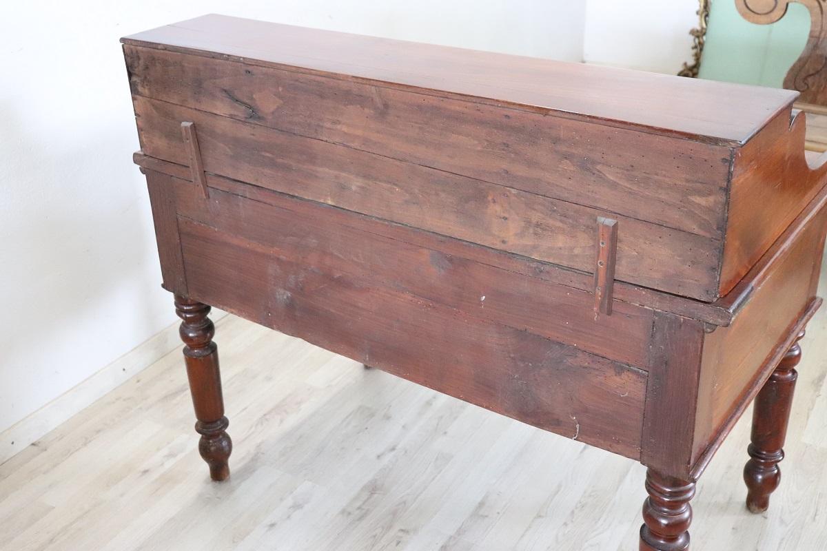 19th Century Italian Louis Philippe Cherry Wood Antique Writing Desk For Sale 3