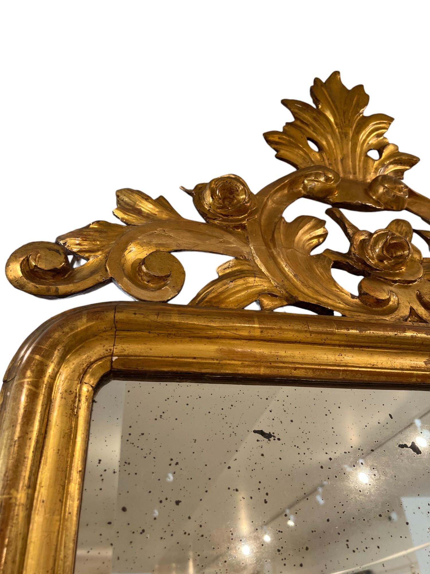 Specchio italiano Louis Philippe Dore del XIX secolo In condizioni discrete in vendita a New Orleans, LA