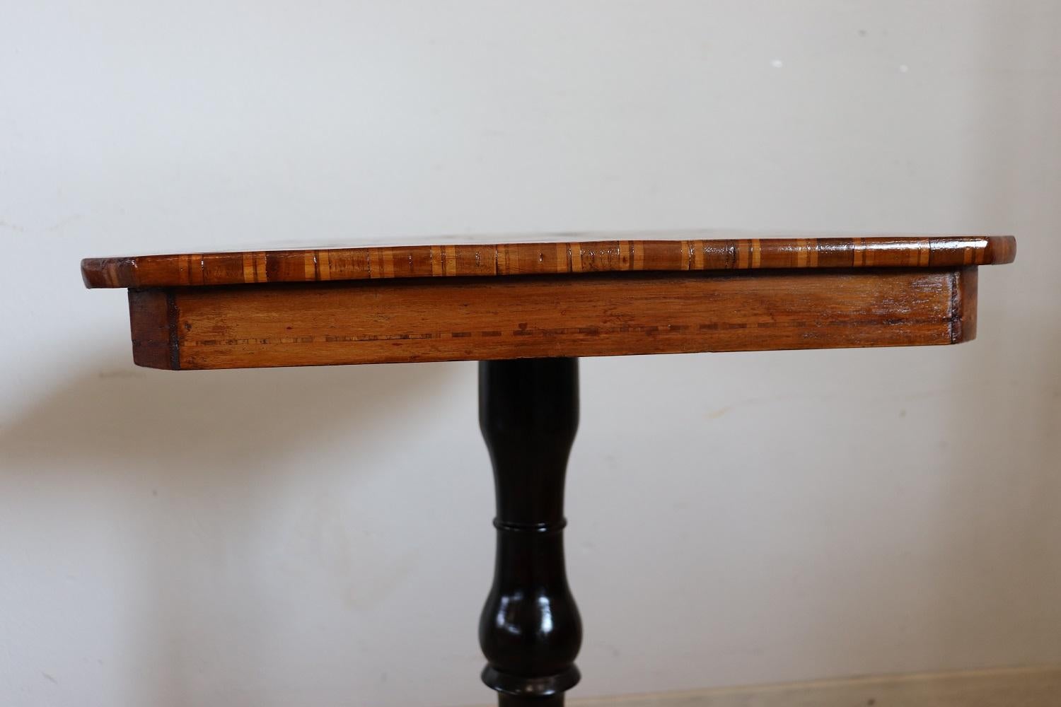 19th Century Italian Louis Philippe Inlay Walnut Chess Table or Side Table 1