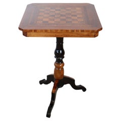 19th Century Italian Louis Philippe Inlay Walnut Chess Table or Side Table