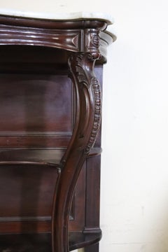 19th Century Italian Louis Philippe Mahogany Carved Marble Top Console Table