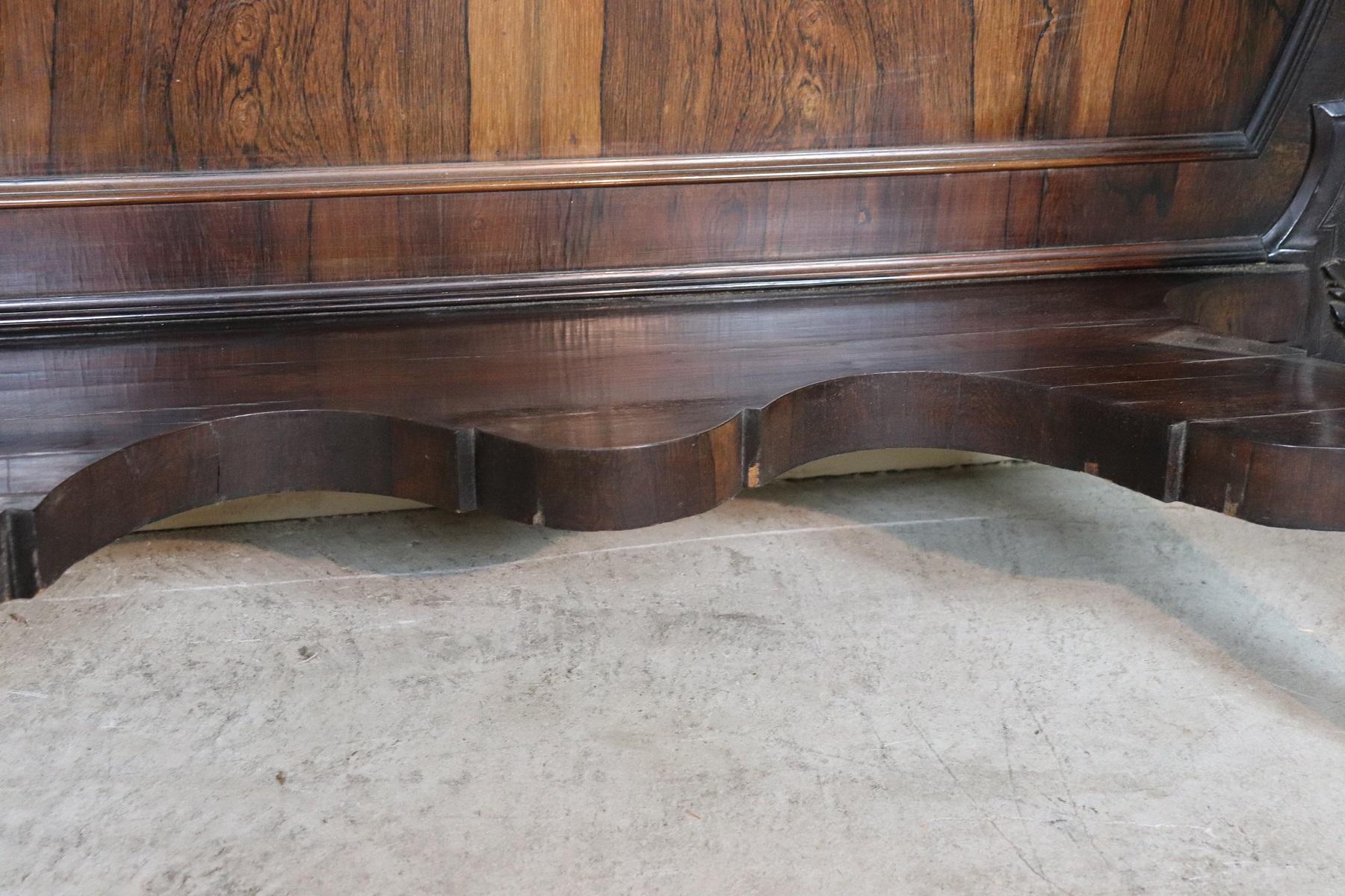 19th Century Italian Louis Philippe Rosewood Carved Marble-Top Console Table 3