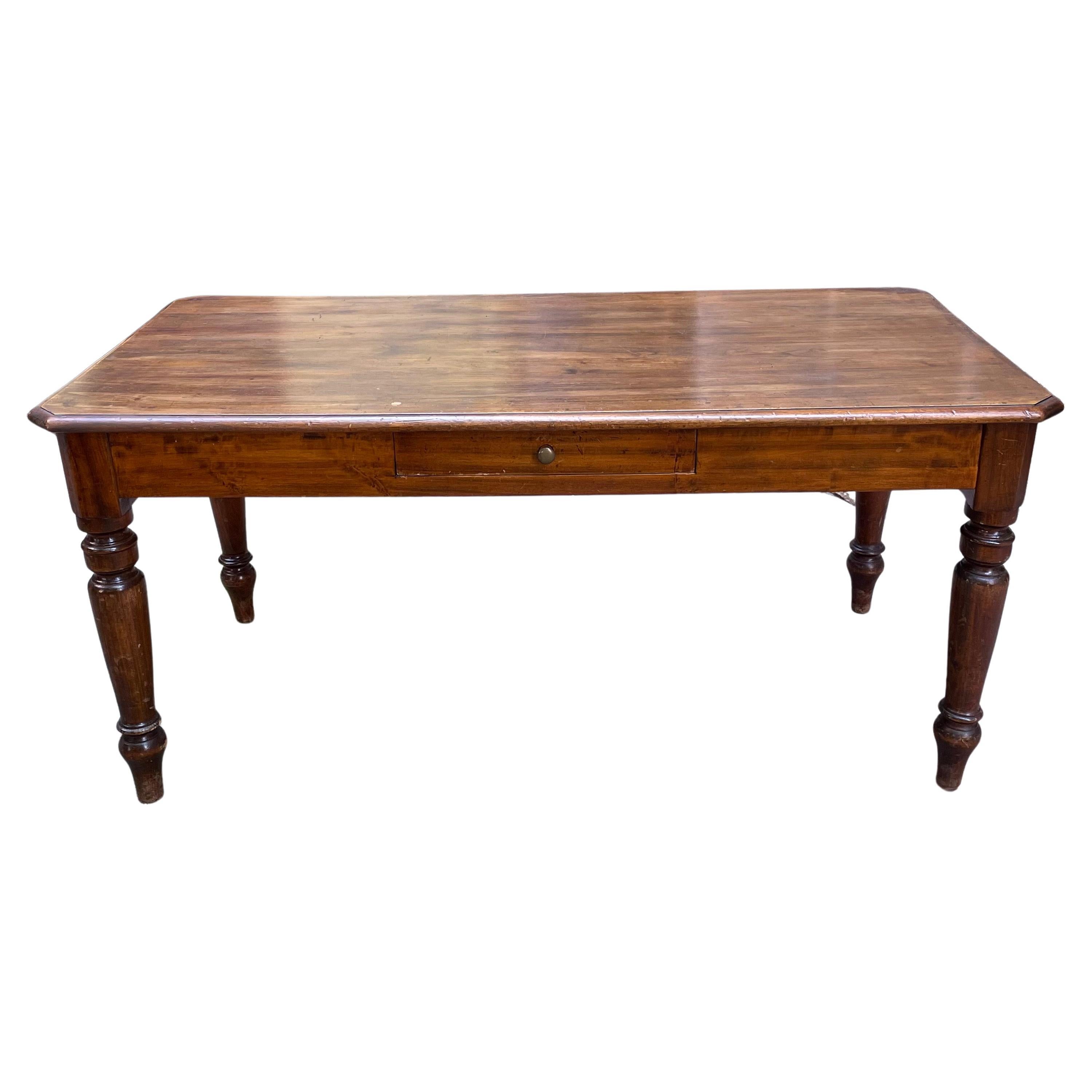 19th Century Italian Louis Philippe Solid Poplar Dining Table For Sale