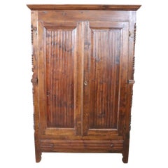 Armadio antico in legno di pioppo massiccio del XIX secolo italiano Louis Philippe