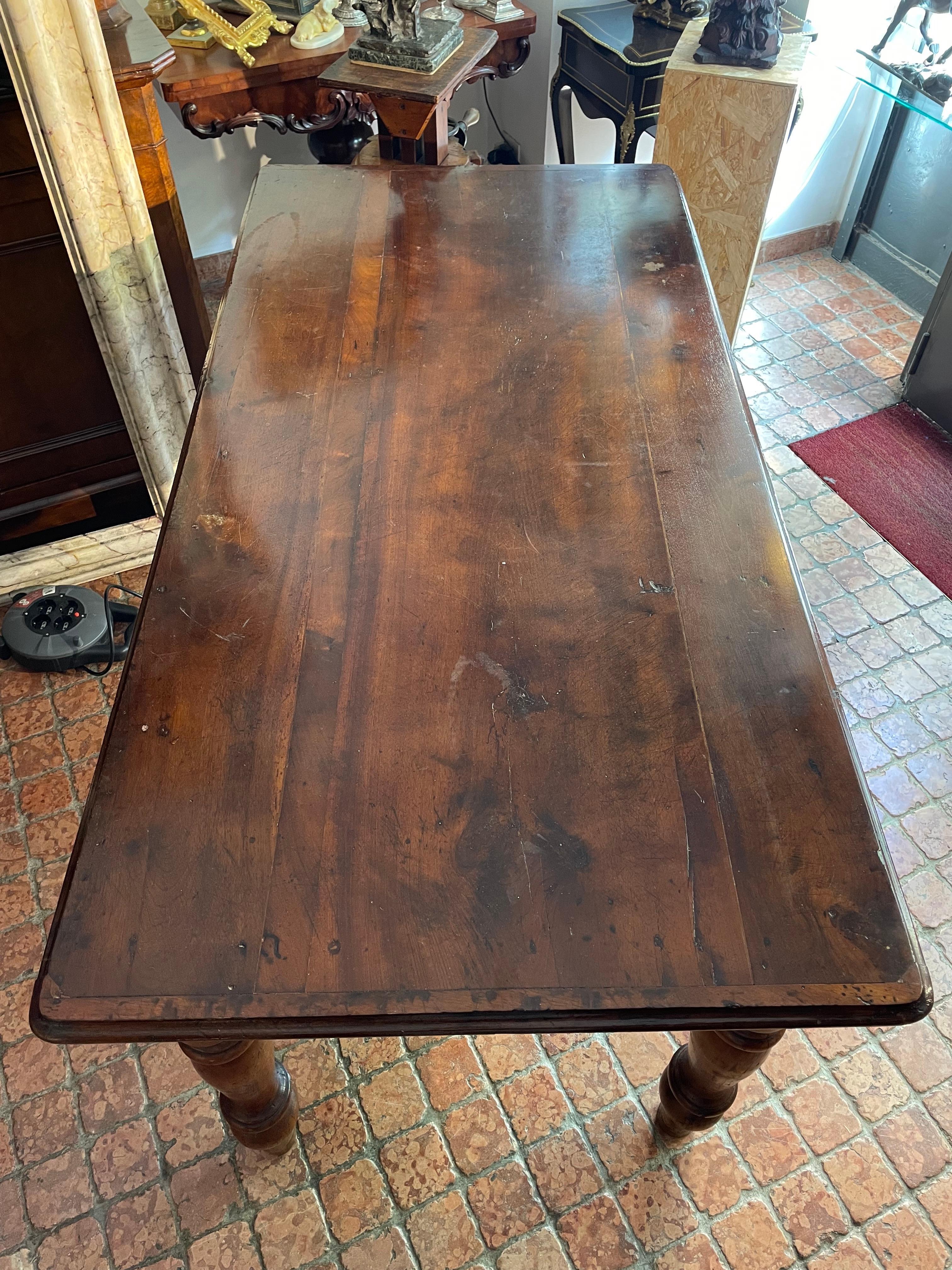 Wood 19th Century Italian Louis Philippe Solid Walnut Dining Table