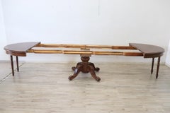 19th Century Italian Louis Philippe Solid Walnut Oval Extendable Dining Table