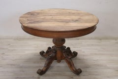 19th Century Italian Louis Philippe Solid Walnut Round Extendable Dining Table