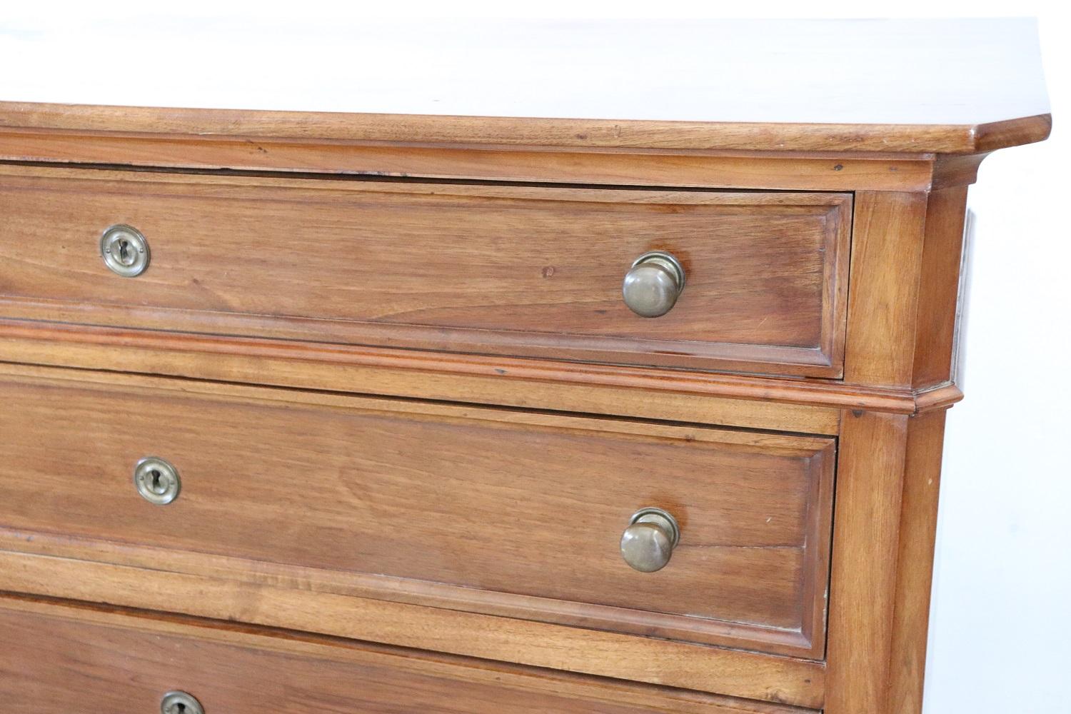 19th Century Italian Louis Philippe Walnut Antique Chest of Drawers or Dresser 4