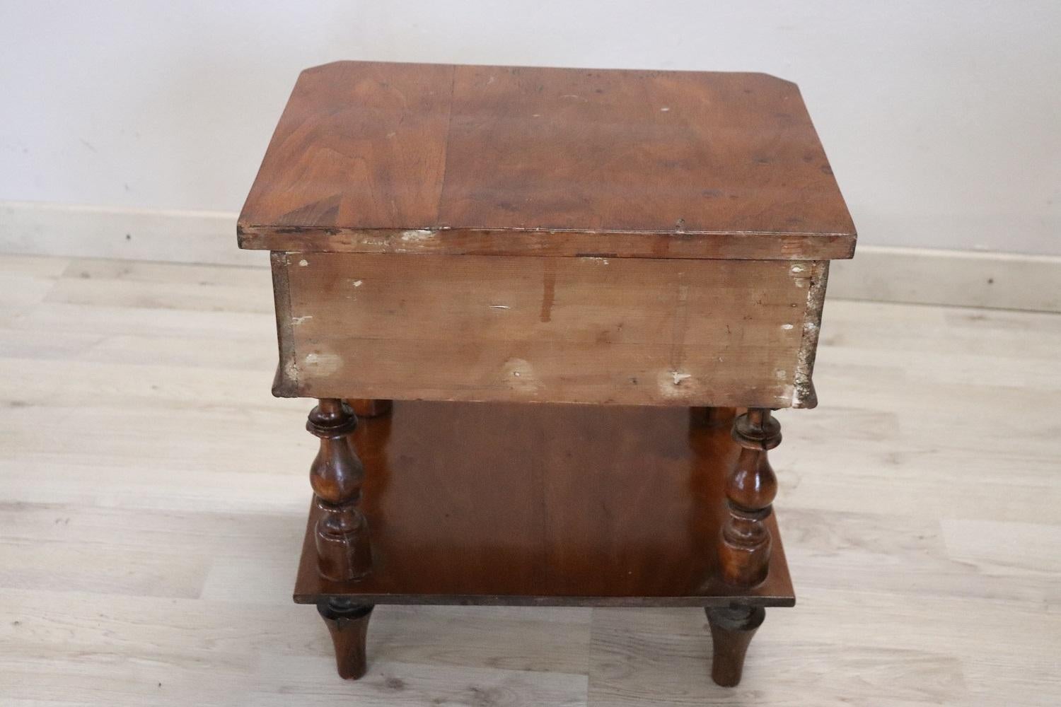 19th Century Italian Louis Philippe Walnut Antique Nightstand For Sale 1