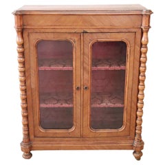 19th Century Italian Louis Philippe Walnut Antique Small Vitrine