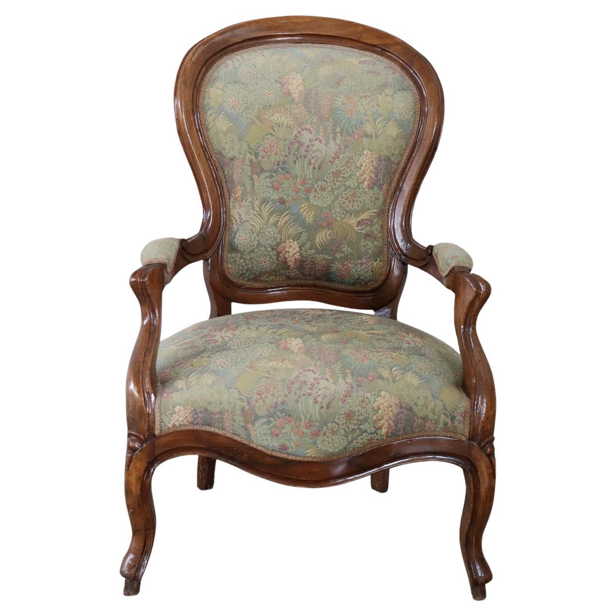 19th Century Italian Louis Philippe Walnut Armchair