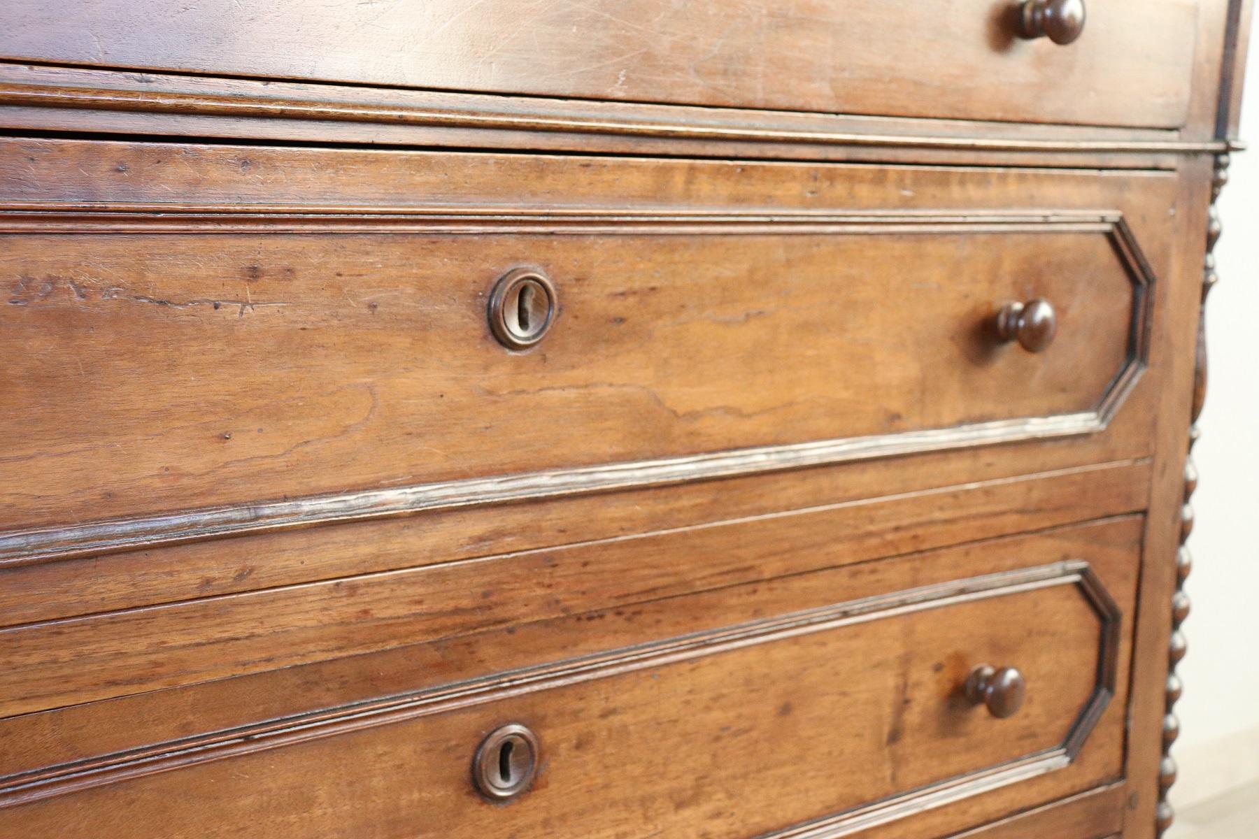 19th Century Italian Louis Philippe Walnut Chest of Drawers or Dresser 2