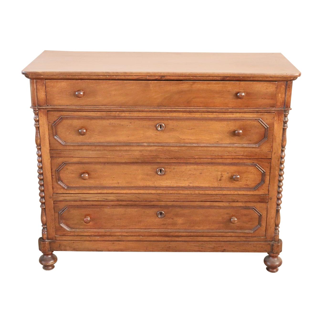 19th Century Italian Louis Philippe Walnut Chest of Drawers or Dresser