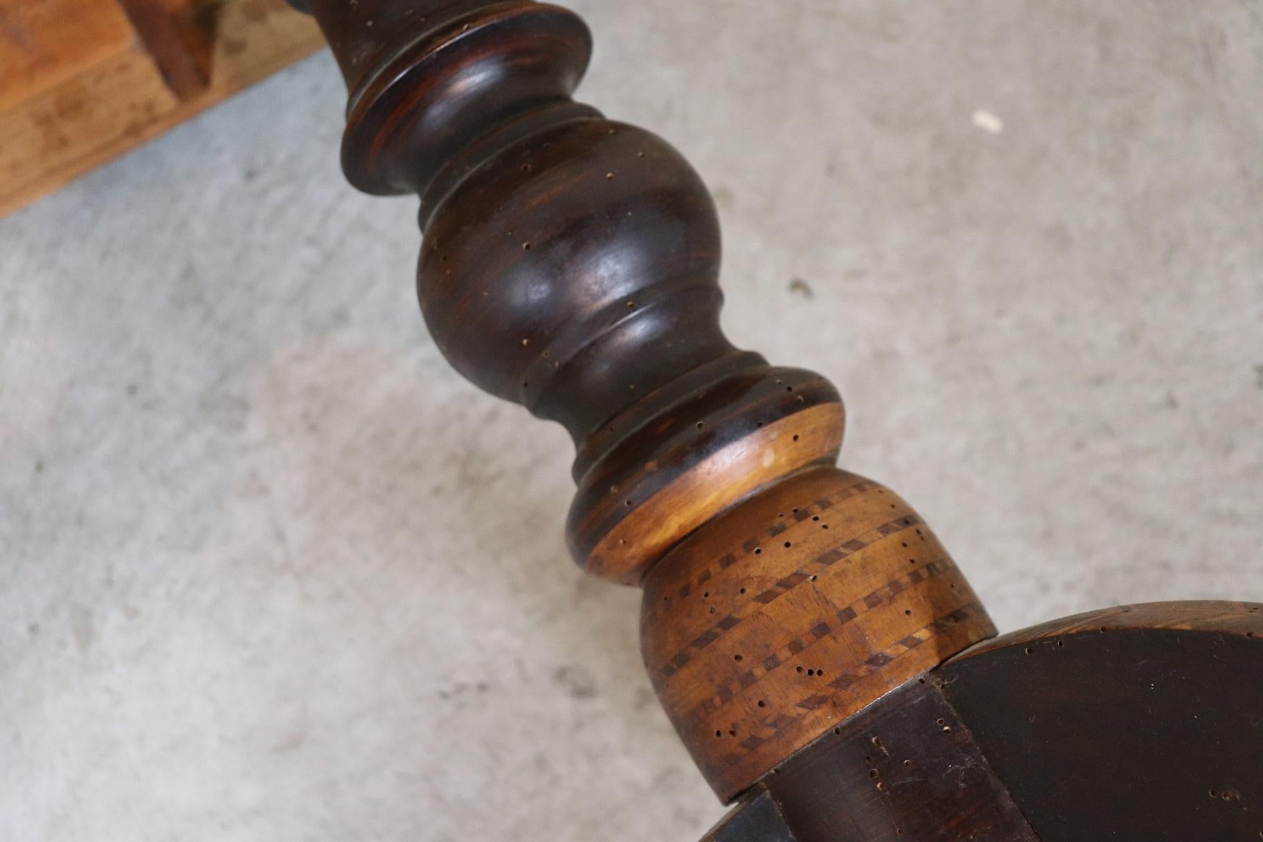 19th Century Italian Louis Philippe Walnut Inlay Chess Table or Side Table 7