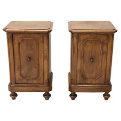 19th Century Italian Louis Philippe Walnut Pair of Nightstand