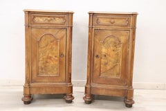 19th Century Italian Louis Philippe Walnut Pair of Nightstands