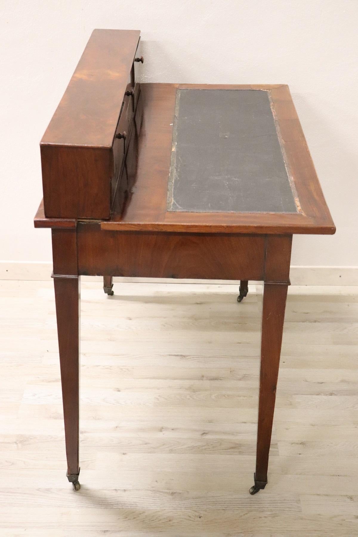 19th Century Italian Louis Philippe Mahogany Wood Writing Desk 5