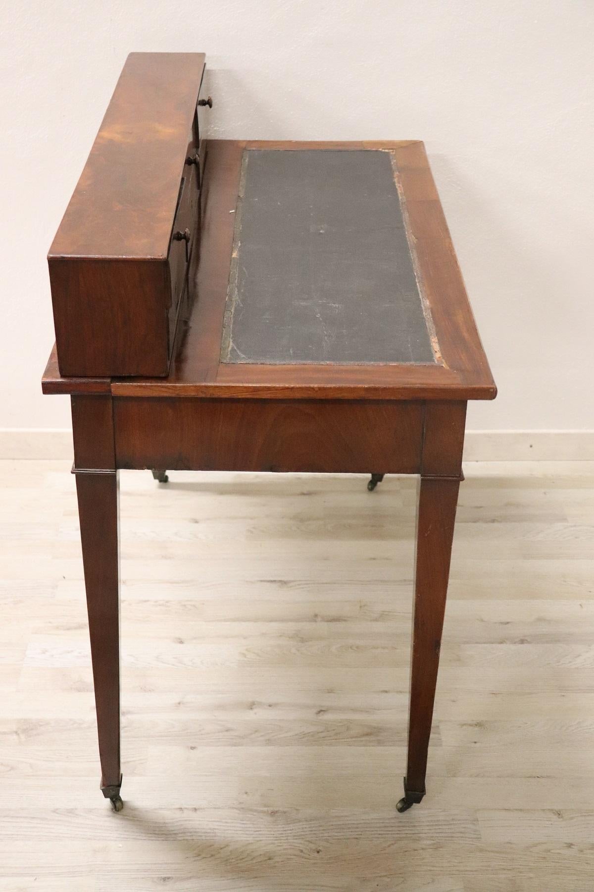19th Century Italian Louis Philippe Mahogany Wood Writing Desk 6