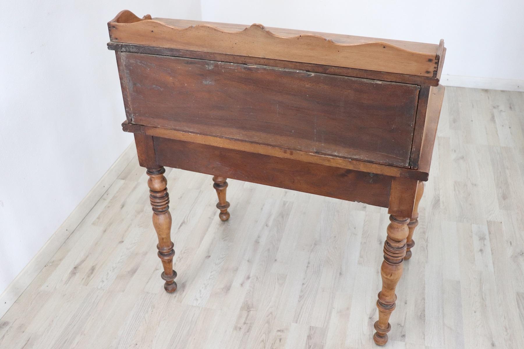 19th Century Italian Louis Philippe Walnut Wood Writing Desk 8