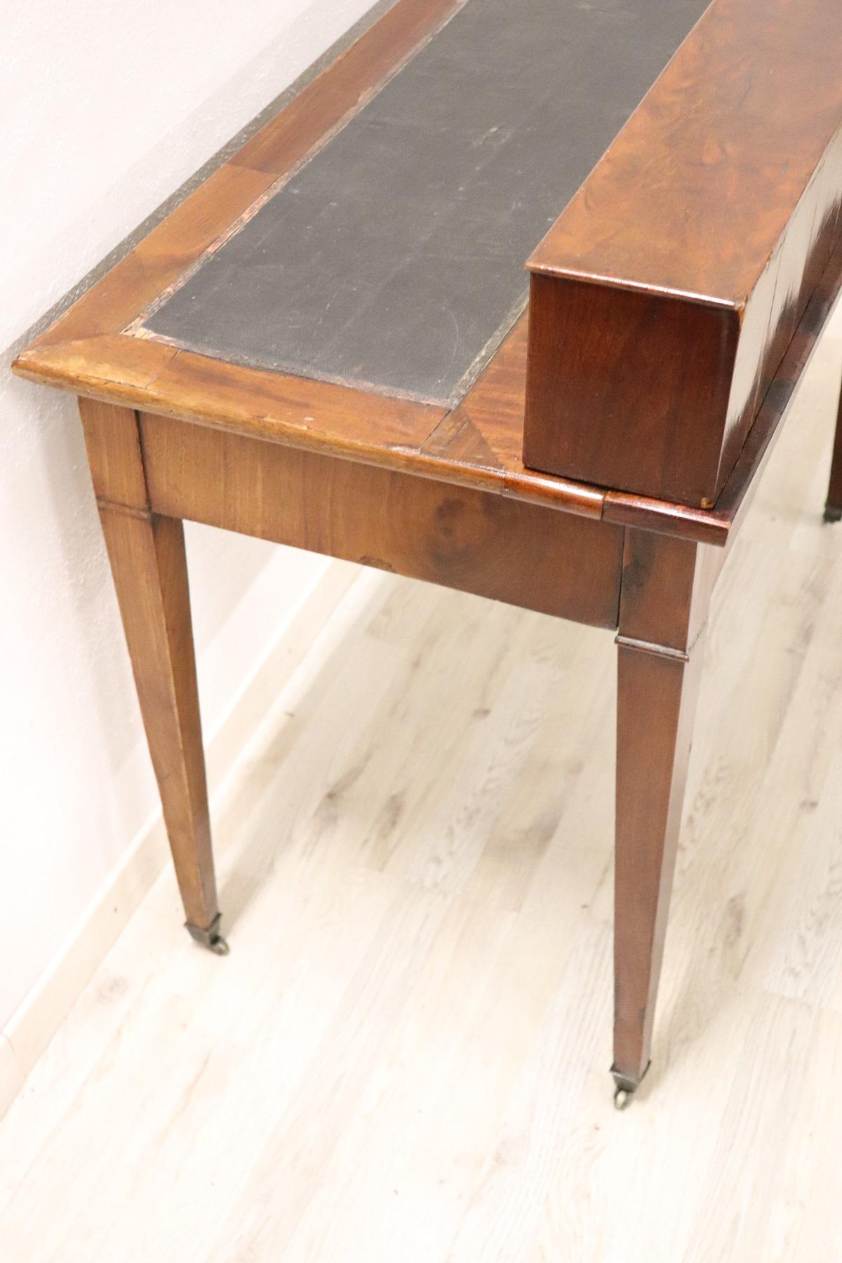 19th Century Italian Louis Philippe Mahogany Wood Writing Desk 9