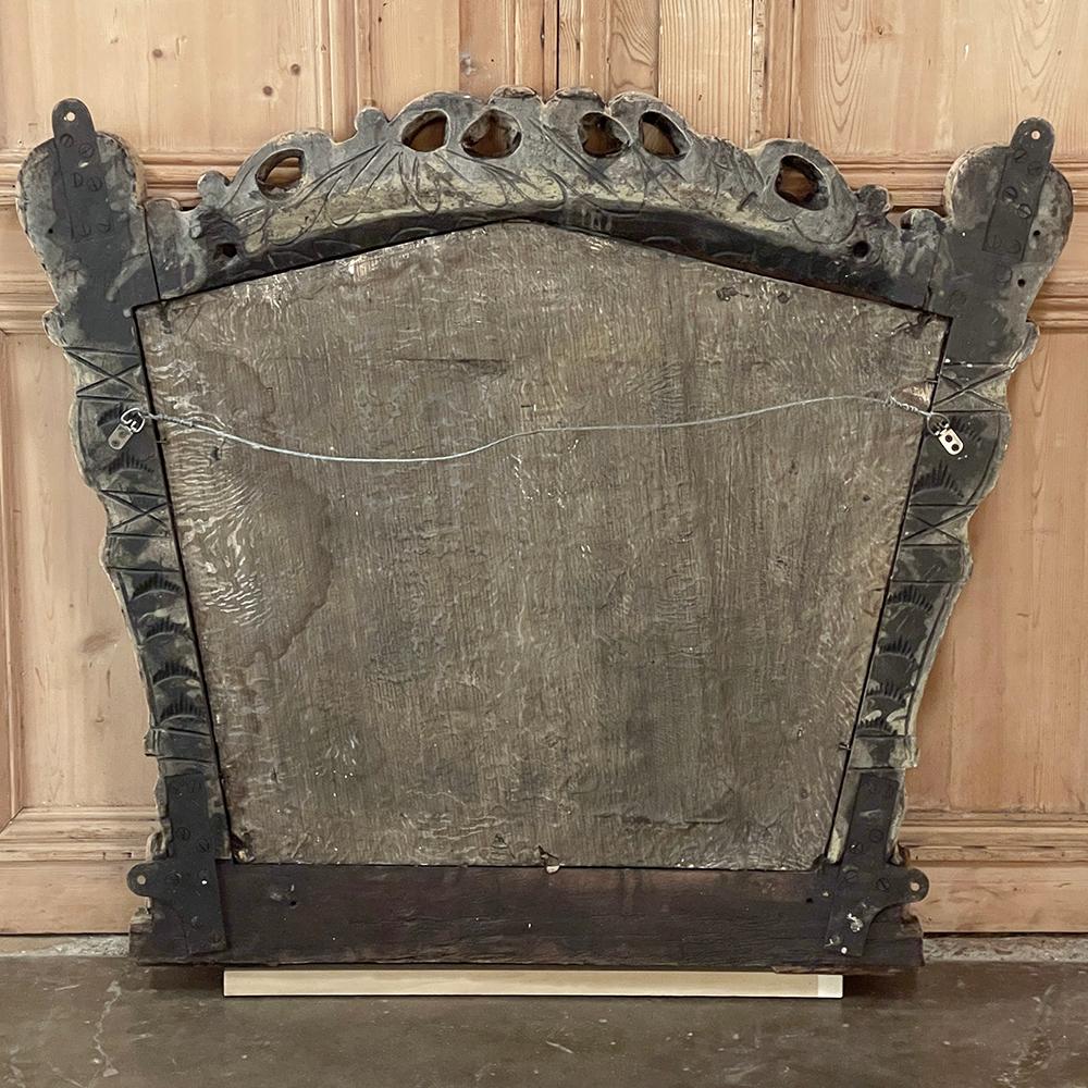 19th Century Italian Louis XIV Baroque Mirror in Stripped Fruitwood For Sale 12