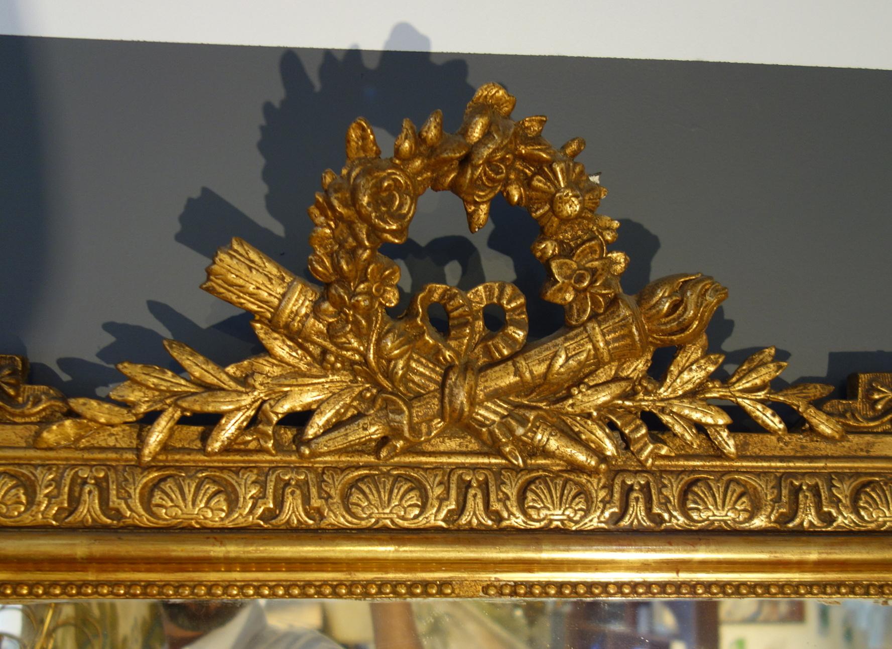 19th Century Italian Louis XIV Gold Gilt Quiver Mirror In Good Condition In Encinitas, CA