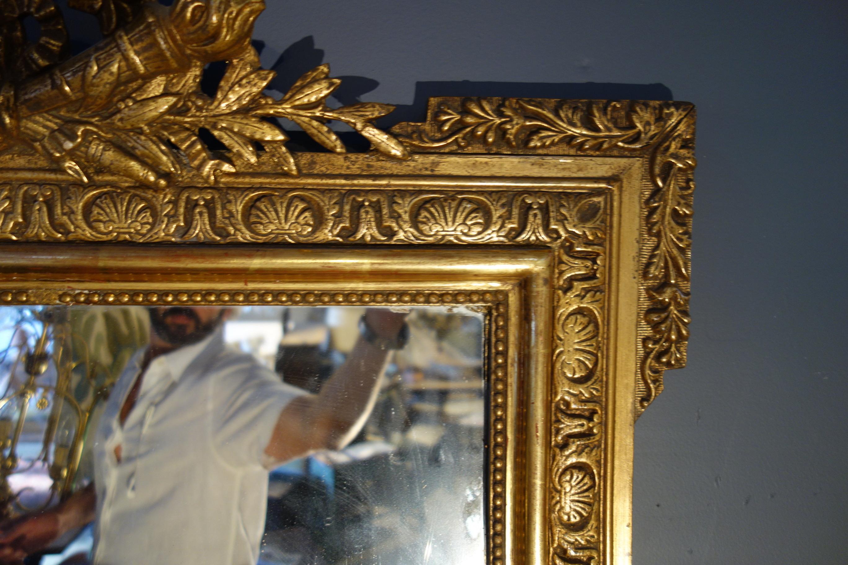 Giltwood 19th Century Italian Louis XIV Gold Gilt Quiver Mirror