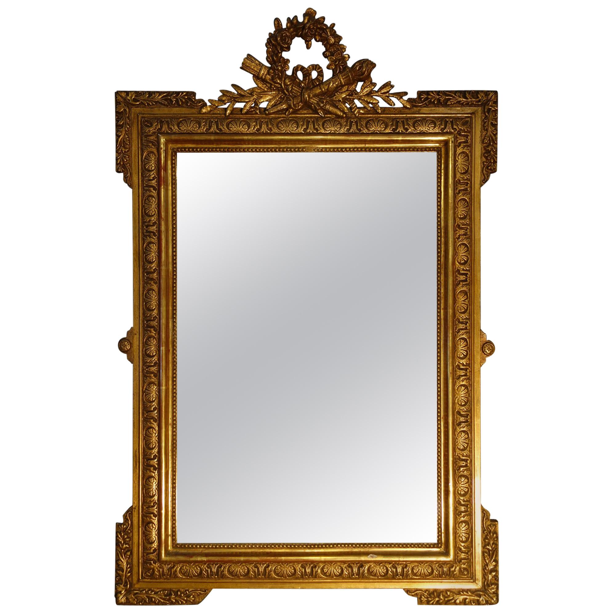 19th Century Italian Louis XIV Gold Gilt Quiver Mirror