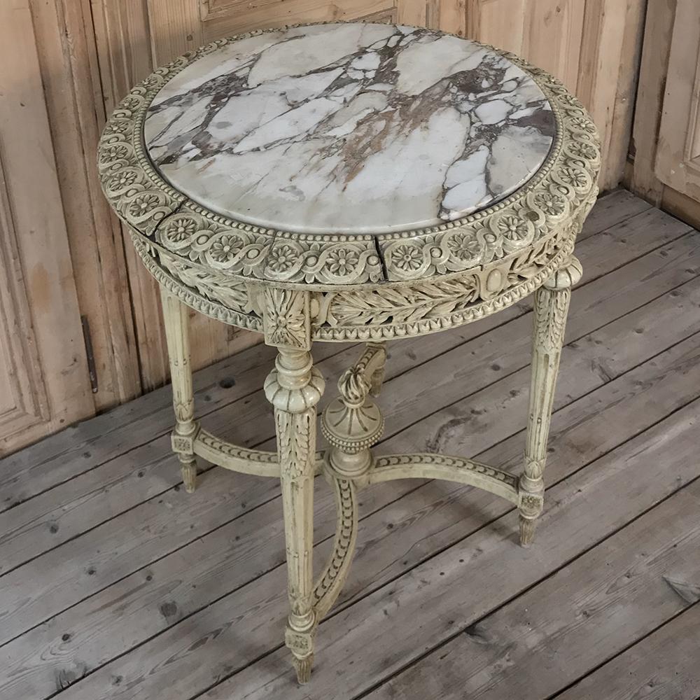 19th Century Italian Louis XIV Painted Marble-Top End Table 7