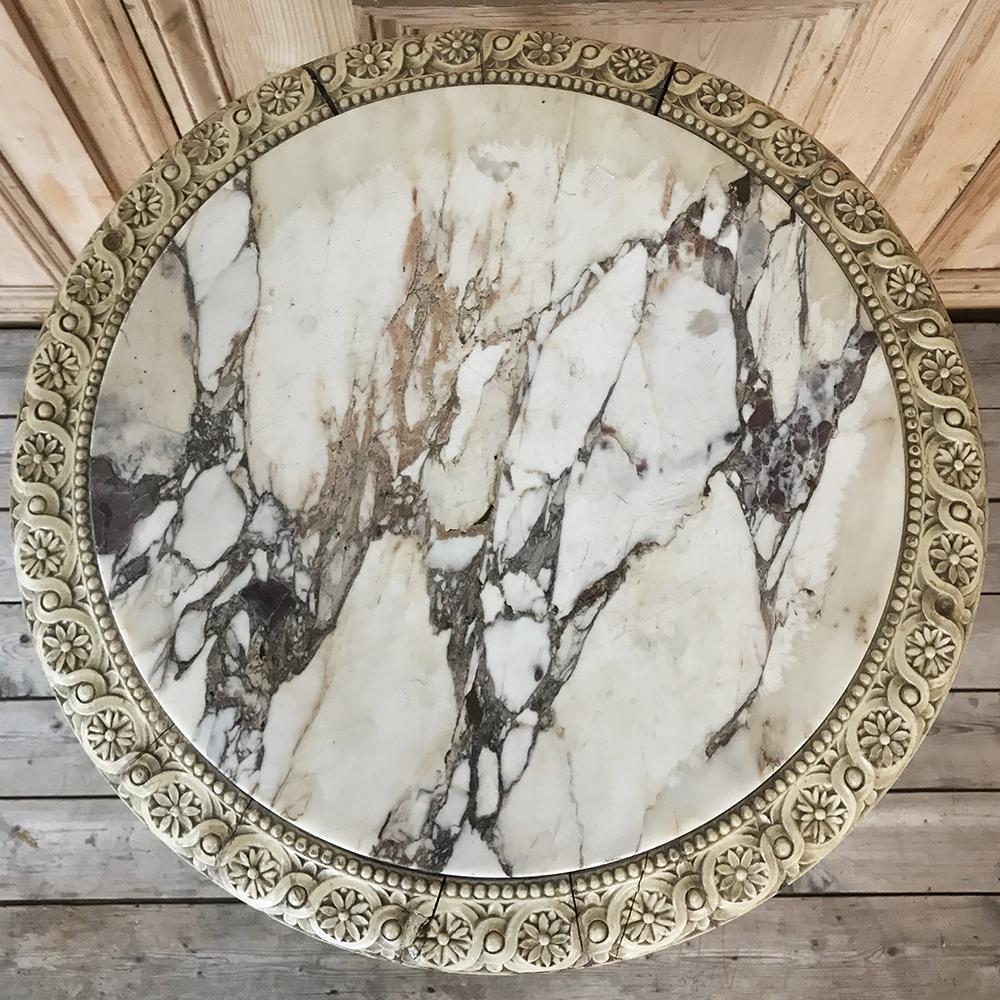 19th Century Italian Louis XIV Painted Marble-Top End Table In Good Condition In Dallas, TX