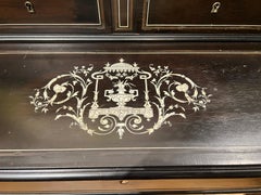 19th Century, Italian Louis XIV Style Ebonized Desk W/ Brass & Important Inlay