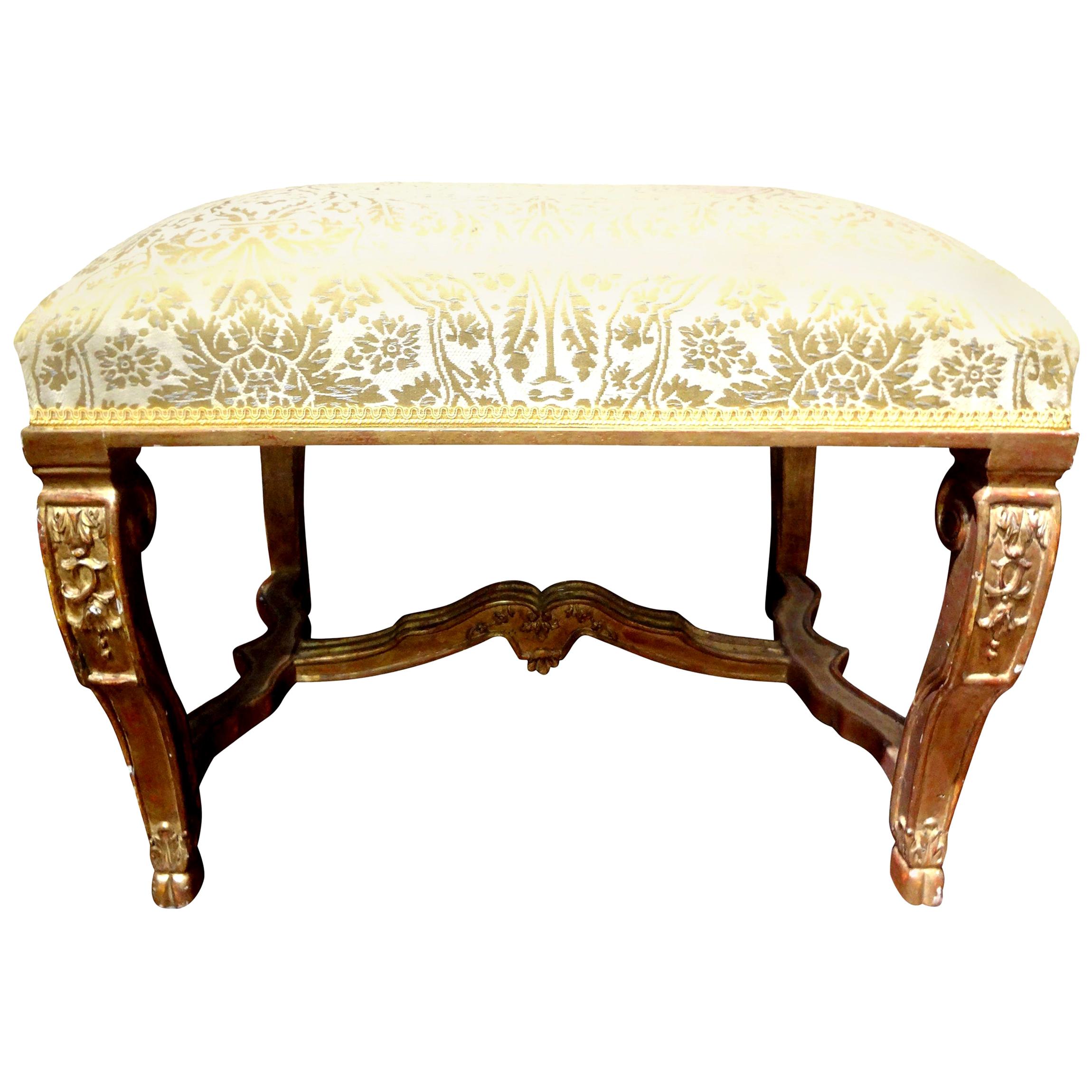 19th Century Italian Louis XIV Style Giltwood Bench