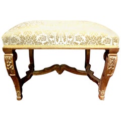 Antique 19th Century Italian Louis XIV Style Giltwood Bench