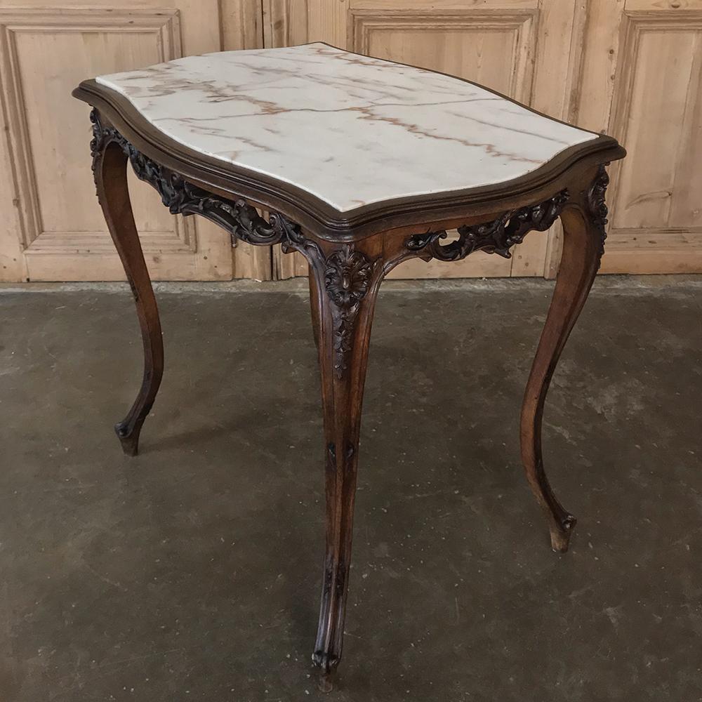 19th Century Italian Louis XV Marble-Top End Table In Good Condition In Dallas, TX