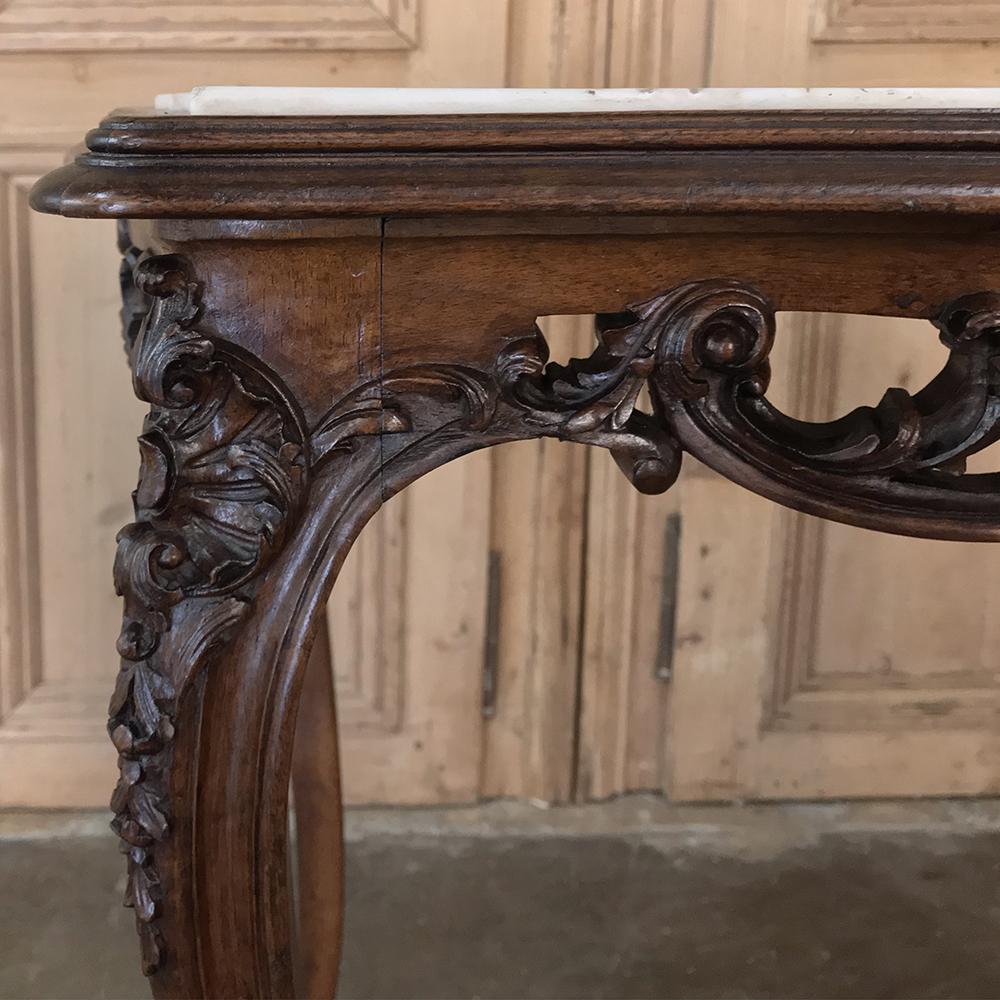 19th Century Italian Louis XV Marble-Top End Table 1