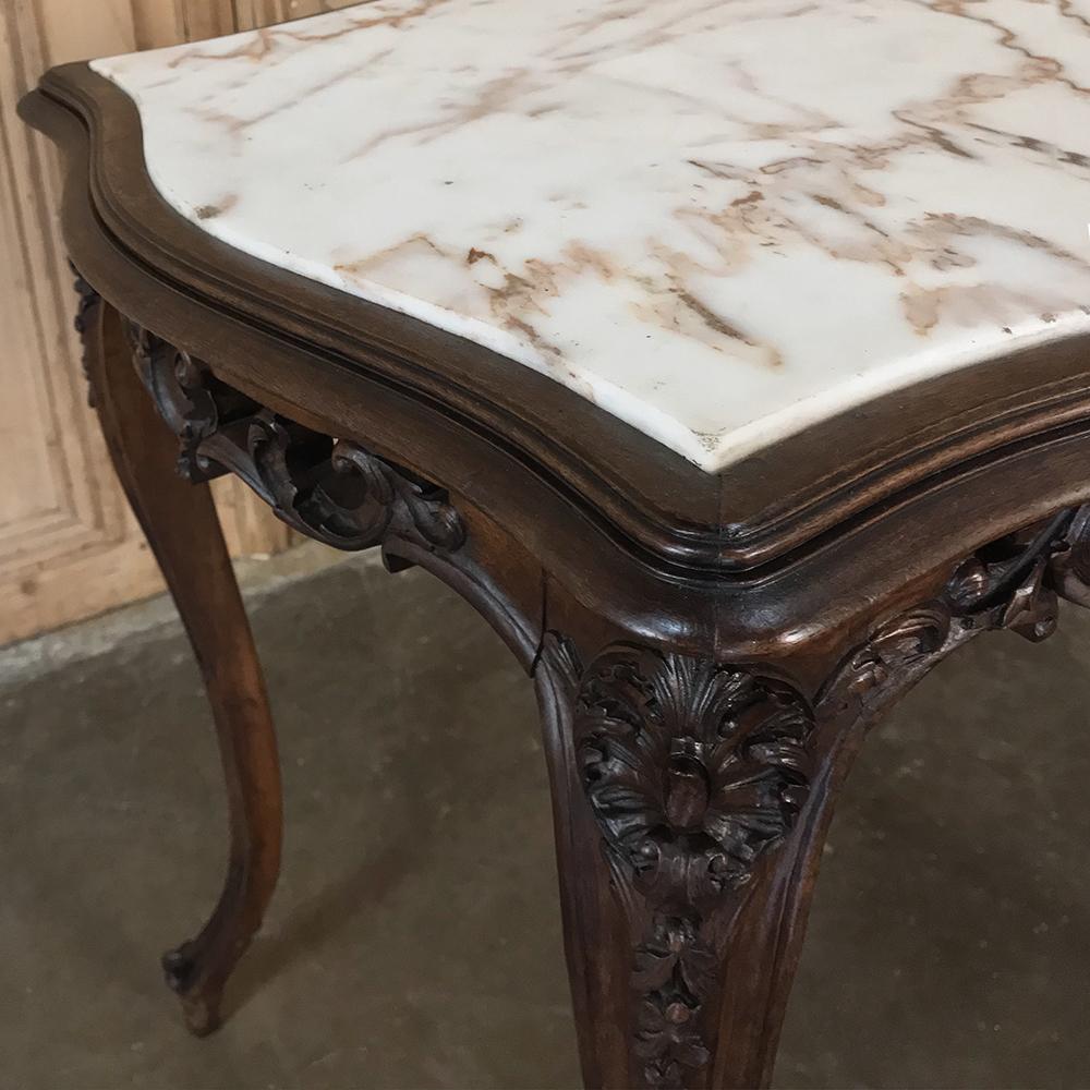 19th Century Italian Louis XV Marble-Top End Table 3