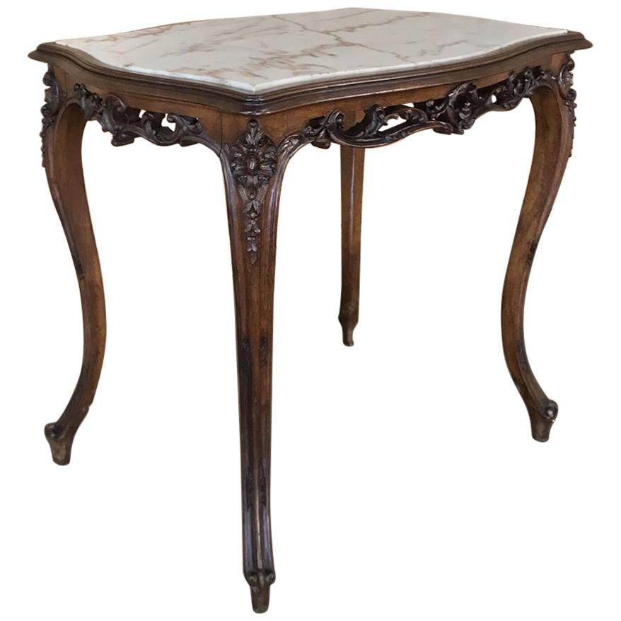 19th Century Italian Louis XV Marble-Top End Table