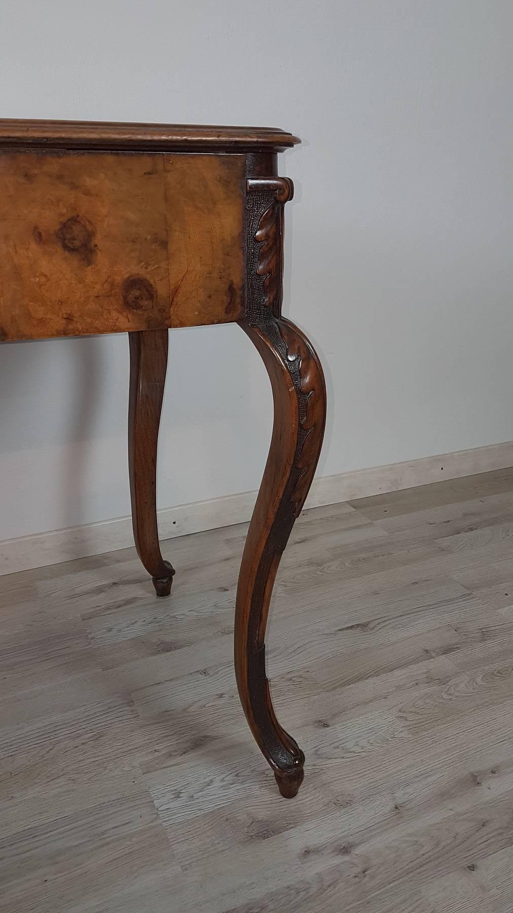 19th Century Italian Louis XV Style Briar Wood Work Table In Good Condition In Casale Monferrato, IT