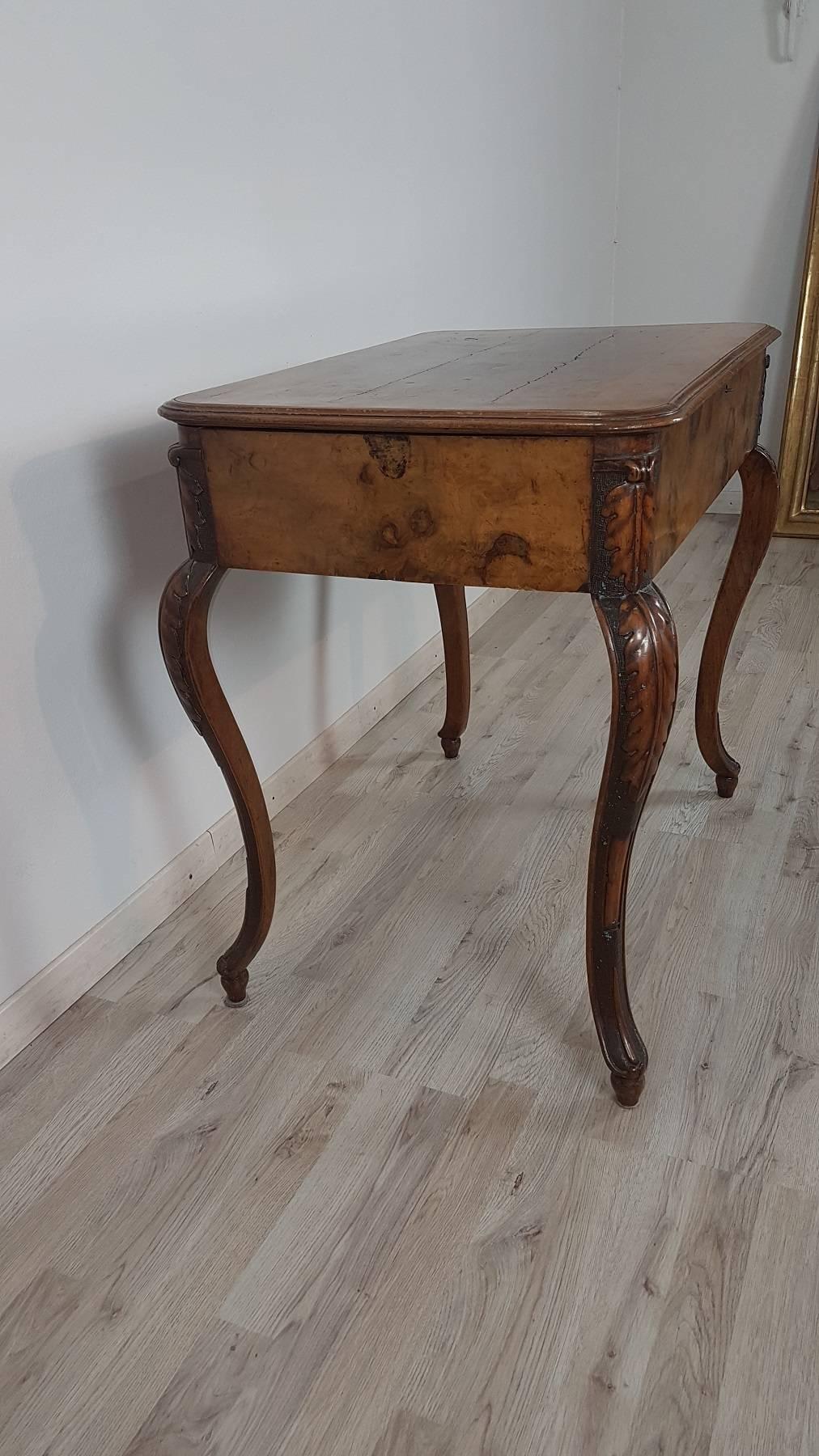 Mid-19th Century 19th Century Italian Louis XV Style Briar Wood Work Table
