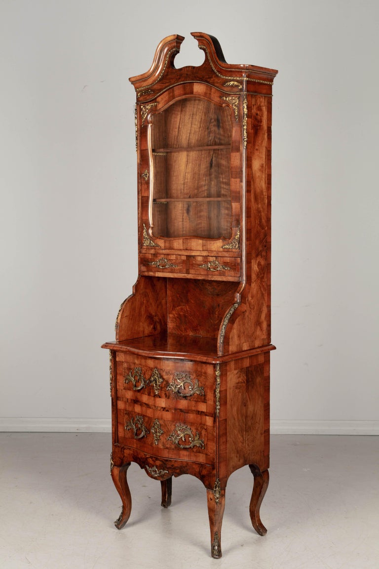 Cast 19th Century Italian Louis XV Style Cabinet with Vitrine  For Sale